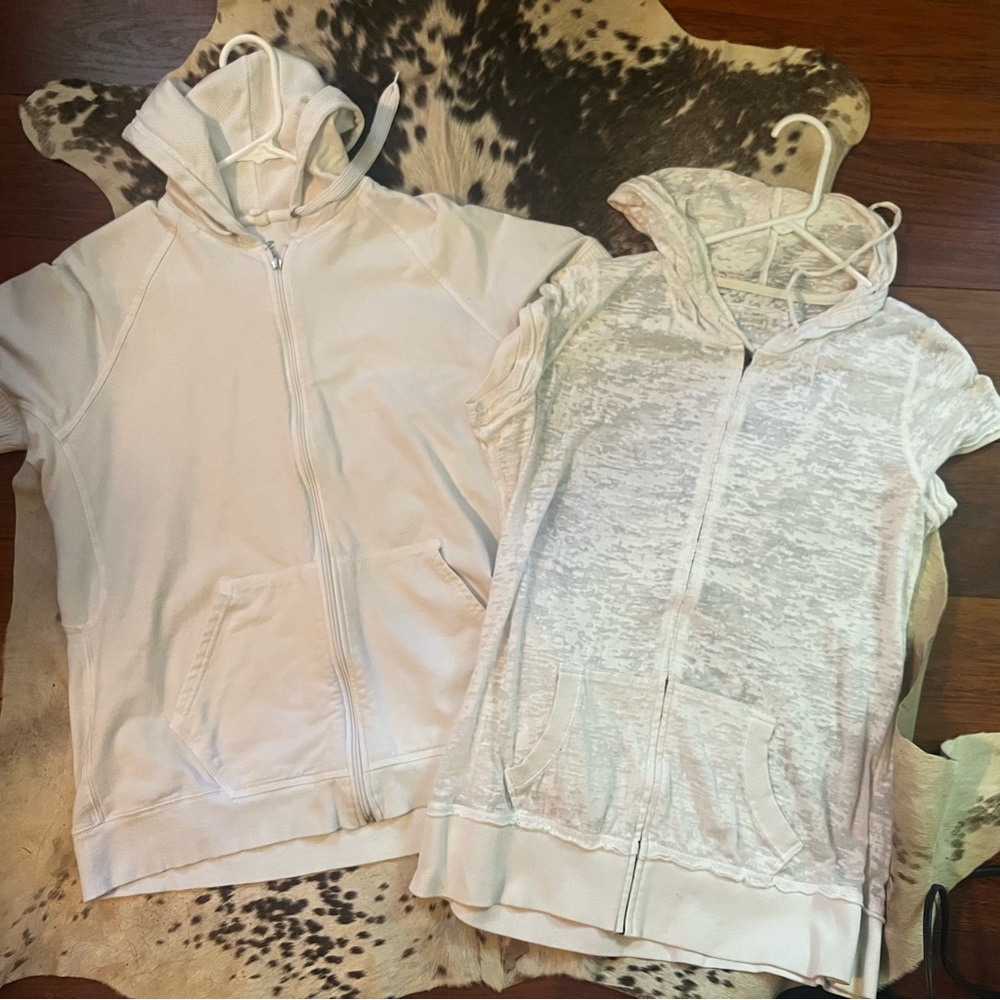White Hooded Zip-Up Jackets